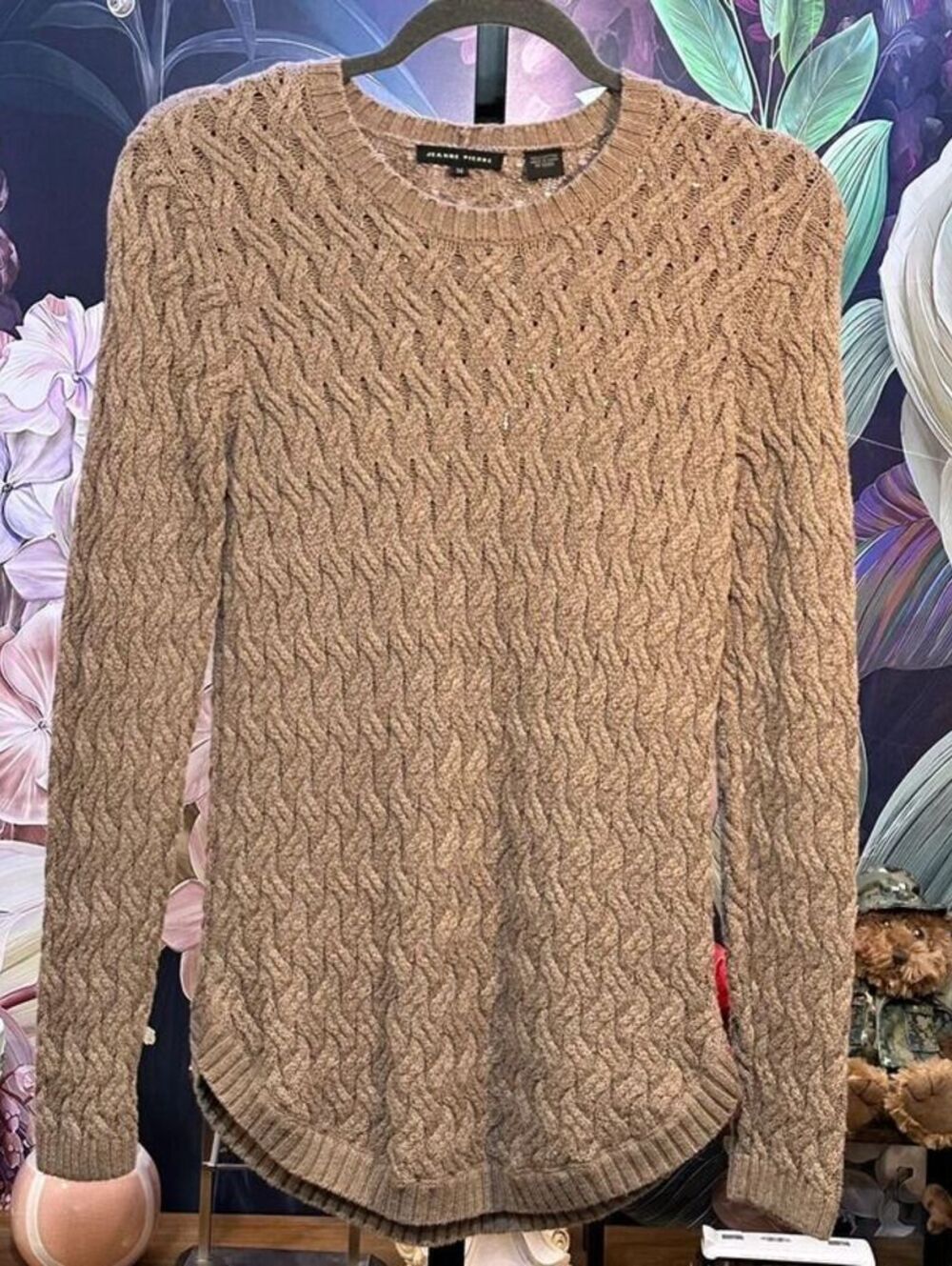 Jeanne Pierre M 100% Cotton Stretch Pointelle Knit Sweater Cottagecore Coastal